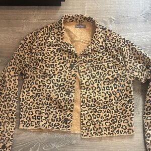 DL1961 Leopard-Print Trucker Jacket in Tan and Black